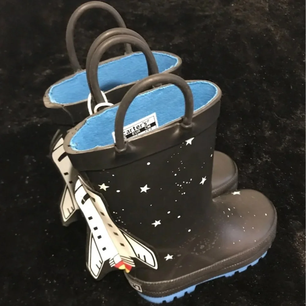 NEW! Carter’s Rain Boots 4-D Space Rocket Shoes size 4